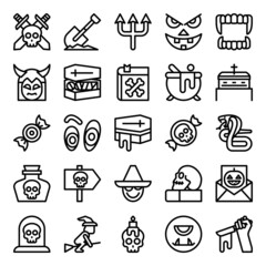 Naklejka premium Outline icons for halloween.