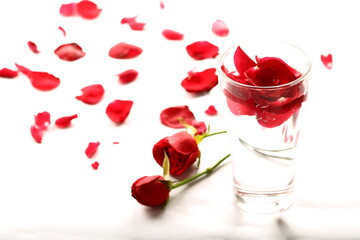 Fototapeta na wymiar Indian rose water served in glass. 