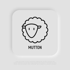 Cartoon sheep thin line icon, mutton. Modern vector illustration.