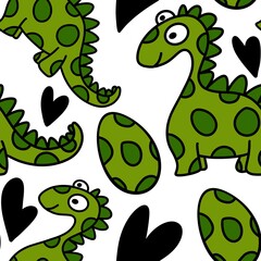 Seamless kids cartoon pattern with dinosaurs for fabrics 