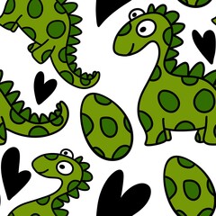 Seamless kids cartoon pattern with dinosaurs for fabrics 