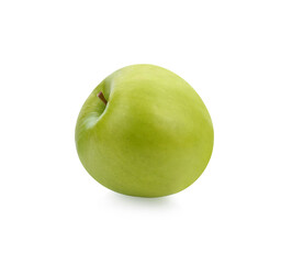 one green cut apple isolated on white background clipping path