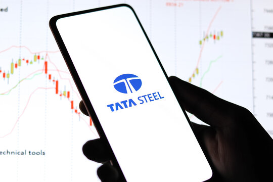 Smartphone with website of Indian steelmaking company Tata Steel