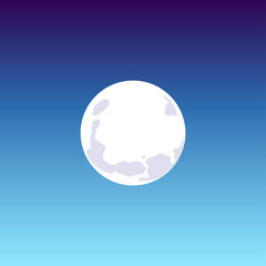 full white moonlight on blue gradient background, happy hallowen design element