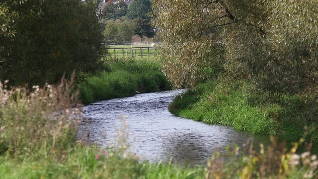 the eder river in germany in the nature 4k
