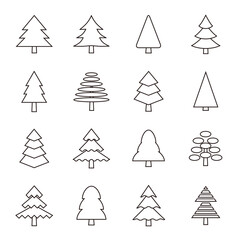 Fototapeta premium Christmas tree icon set