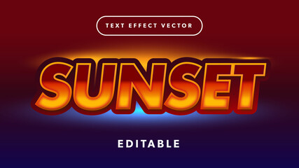 Sunset Editable 3d Text Effect Vector Illustration