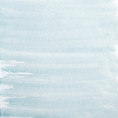 Watercolor light blue background. Painted texture. Hand drawn watercolor. Artistic background with copy space for design. Web banner. Abstract transparent pale  fresh background. 