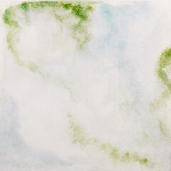 Watercolor light blue background. Painted texture. Hand drawn watercolor. Artistic background with copy space for design. Web banner. Abstract transparent pale  fresh background. 