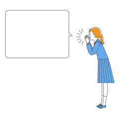 大声で伝える制服姿の学生　3色