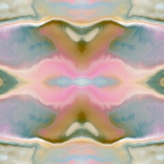 Optical kaleidoscope blur texture background. Seamless washed out symmetry ombre effect. 80s style retro geometric mirror pattern. High resolution beach wear fashion textile