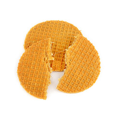 Belgian waffles isolated on white background.