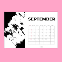 September 2022 Calendar Creative Design Template. Vector illustration