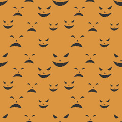 Monster Face Expression Seamless Pattern Orange Design