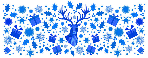 Christmas and Happy New Year blue pattern.