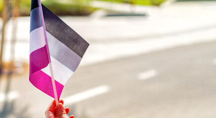 Fototapeta na wymiar Close up of Asexual pride flag.