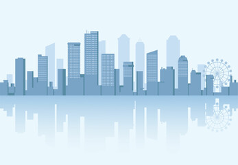 modern city skyline vector illustration, City building silhouette. Cityscape background