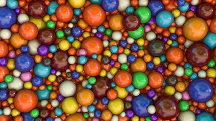 Fototapeta na wymiar 3d rendering of a background made with a bunch of multicolor spheres in different sizes