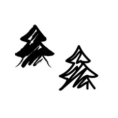 Icon christmas tree in doodle style on light background. Isolated background. Traditional symbol. Vector graphic illustration. Vector design. Vector isolated illustration set. Happy new year.