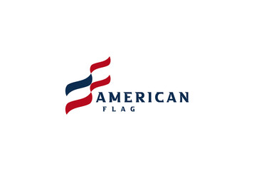 Modern Simple Minimalist American USA US Flag Logo Design Vector