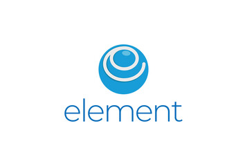 Modern Simple Blue Letter E for Element Molecule Logo Design Vector