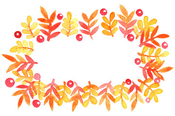 Autumn fern leaf frame watercolor illustration for decoration on Autumn season, Thanksgiving and Christmas holiday.
