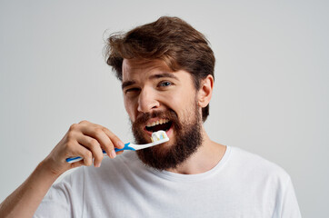bearded man dental care dentistry toothache isolated background
