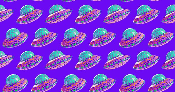 4k motion design. 3d animation seamless pattern. Funny alien in abstract space. Video can be used as vertical banner and square