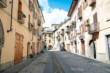 Fototapeta na wymiar Historical city of Susa (Segusium), Italian city in the department of northen Alpes, in a sunny day, Piedmont