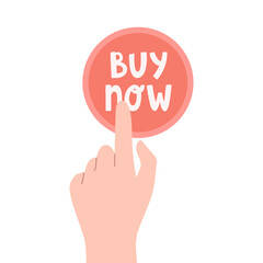 Cute doodle illustration of red button with text 