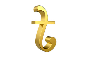 Bangladeshi Taka currency symbol in gold - 3d Illustration, 3d rendering 