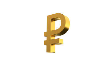 Russian Ruble currency symbol in gold - 3d Illustration, 3d rendering 