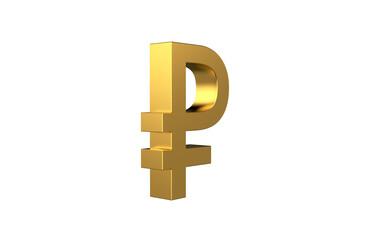 Russian Ruble currency symbol in gold - 3d Illustration, 3d rendering 