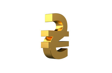 Ukrainian Hryvnia currency symbol in gold - 3d Illustration, 3d rendering 
