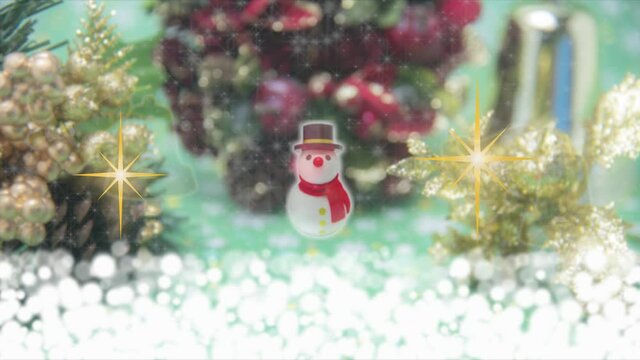 クリスマスイメージ 　雪だるまとベル