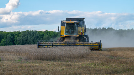 combine harvester working on a field