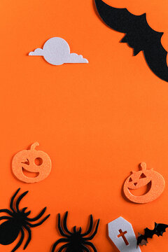 Top view of creative Halloween concept background with copy space.