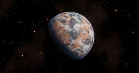Planet from space against the background of the starry sky. Planets and galaxy. Beauty of deep space. 3D render