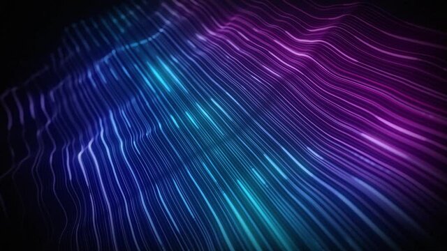 Abstract Digital Waving Neon Lines Fx Background Loop/ 4k animation of an abstract background with digital fractal particle lines waving and seamless looping