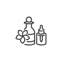 Essential oil bottles line icon