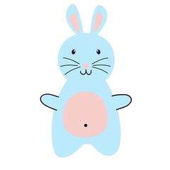 Cute cartoon rabbit. Printing for children's T-shirts, greeting cards, posters. Hand-drawn vector stock illustration.