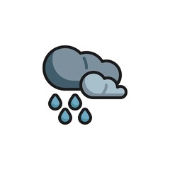 Cloud and rain filled outline icon