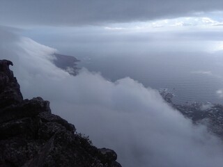 Top of the mountain, the table mountain in south africa 