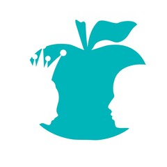 Human head make silhouette of fruit. Princess and common man