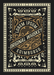 Whiskey label with old frames
