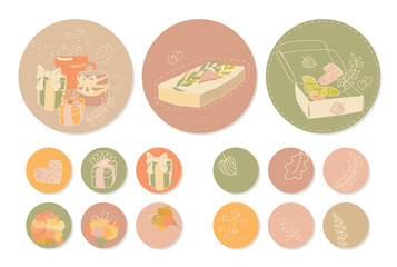 Gift set. Vector illustration in doodle style for greeting cards, invitations, posters.