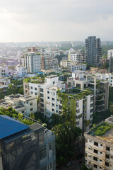 Fototapeta premium high angle view of dhaka city residential and financial buildings at sunny day 