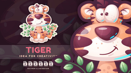 Cartoon character teddy animal tiger.