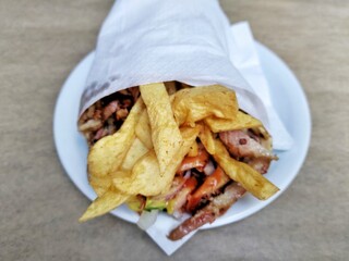 Traditional Turkish kebab on the table