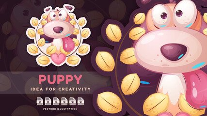 Cartoon character funny animal dog - cute sticker.